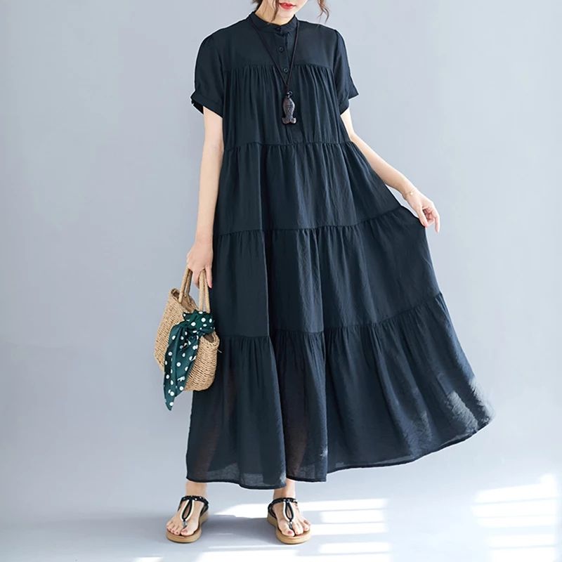 Dark Blue Color Cotton Dress – Nirbani