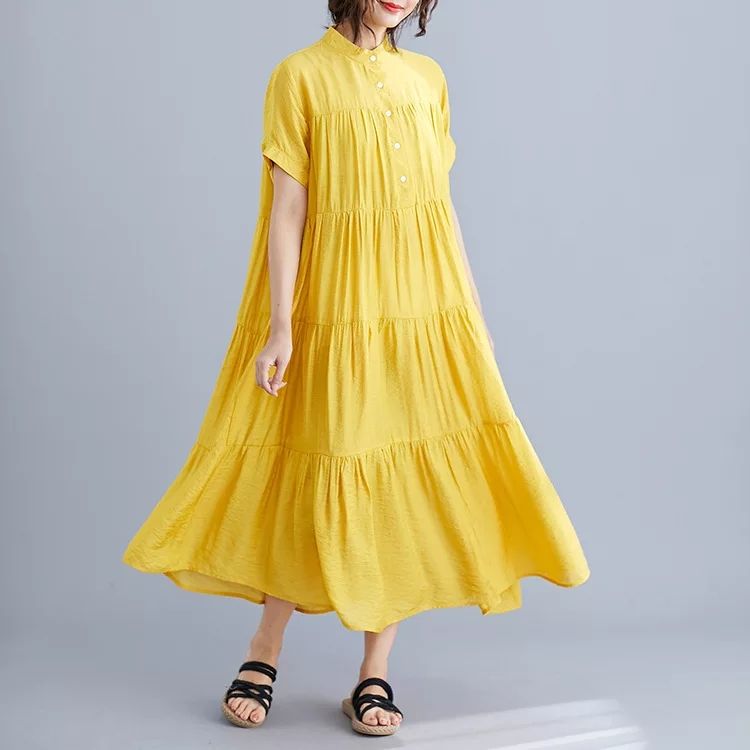 Yellow Color Cotton Dress – Nirbani