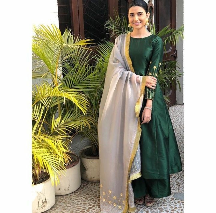 Green color hand embriodered chanderi suit set with dupatta – Nirbani