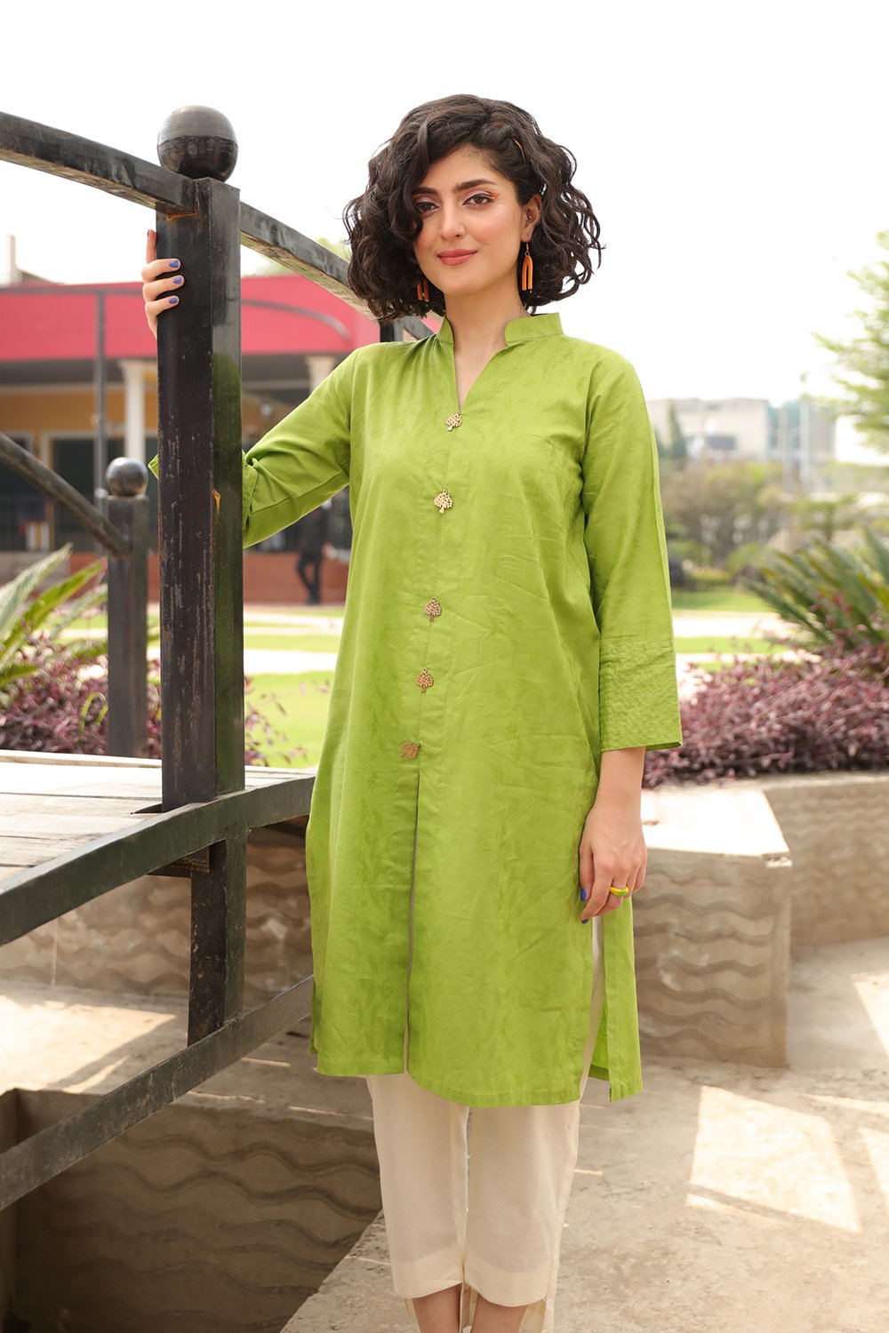 Buy Adam N Eve Women Blended Hand Made Embroidery Lemon Green Kurti 10XL at  Amazon.in