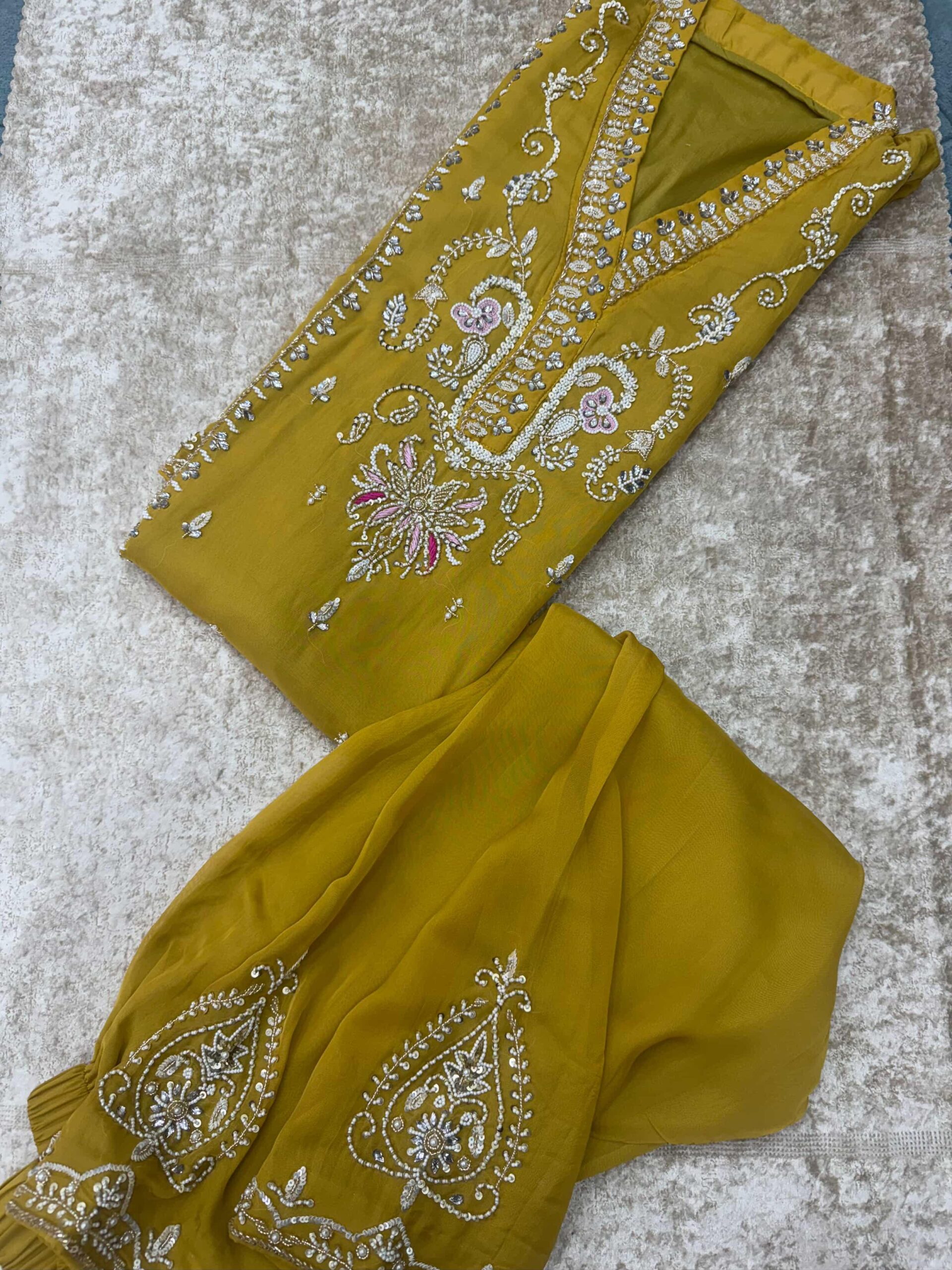 Brie Kiwi Hand Embroidery Suit Set With Dupatta - Image 3
