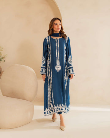 Ava Embroidered Suit Set With Dupatta
