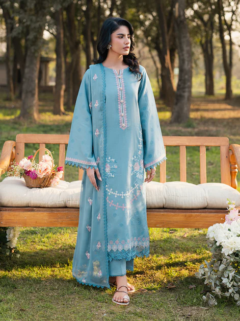 Rever Embroidered Suit Set With Dupatta