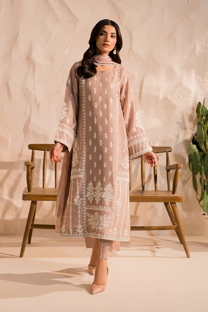 Claire Embroidered Suit Set With Dupatta