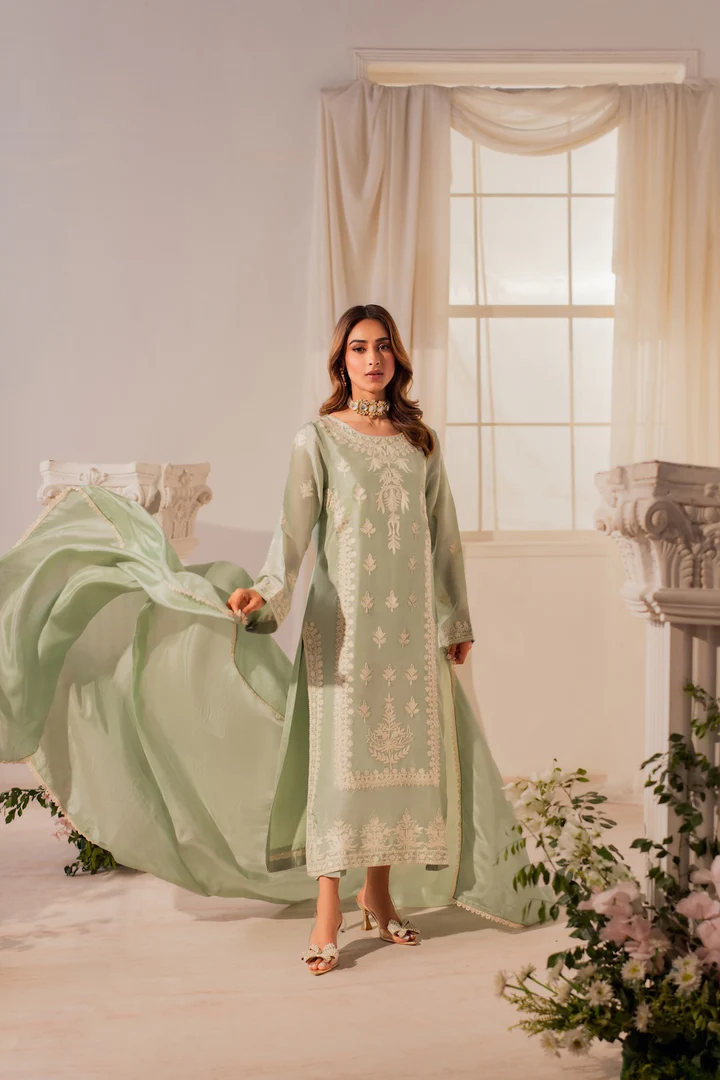 Mishelle Embroidered Suit Set With Dupatta - Image 6