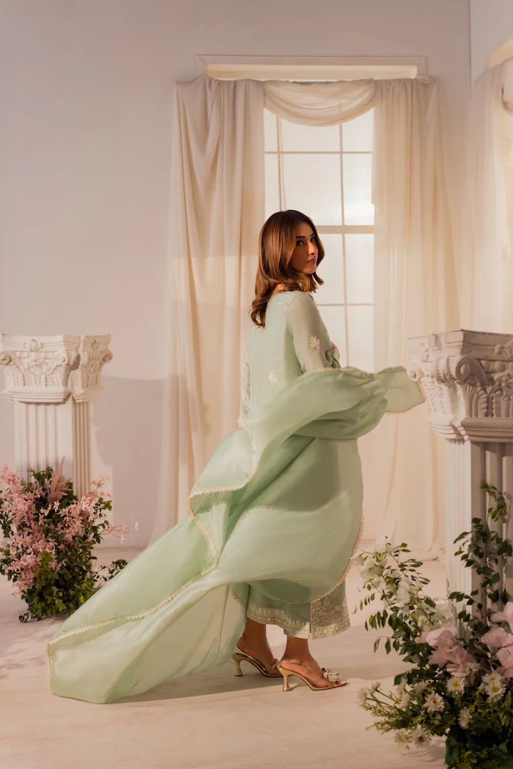 Mishelle Embroidered Suit Set With Dupatta - Image 8