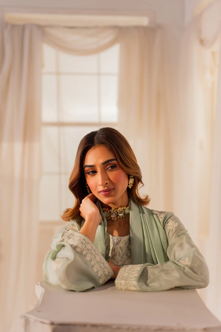 Mishelle Embroidered Suit Set With Dupatta - Image 10