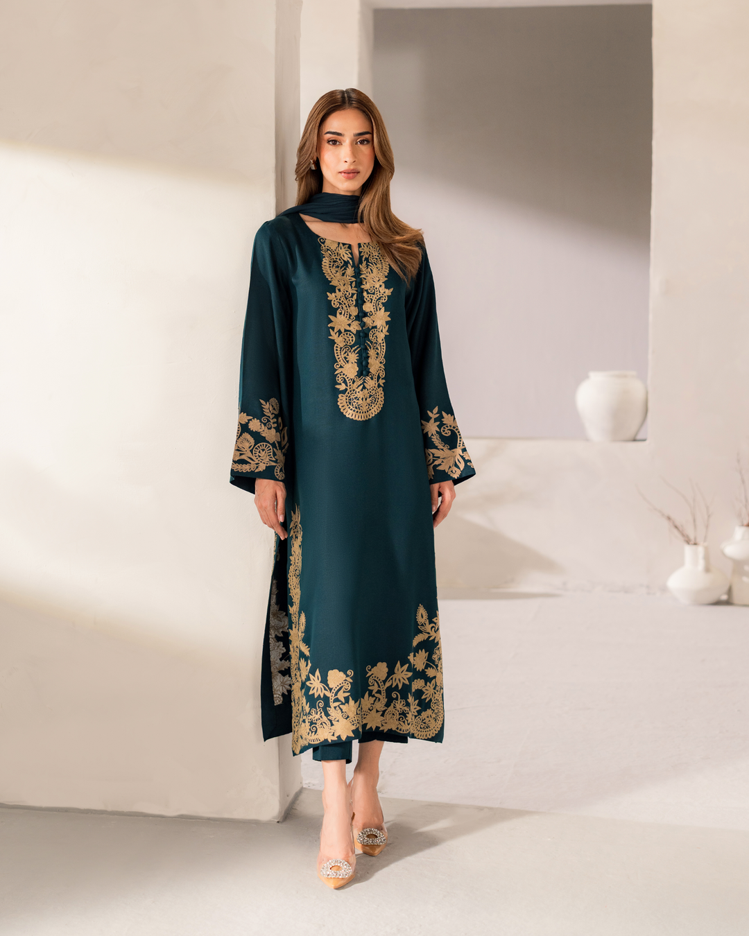 Emilia Embroidered Suit Set With Dupatta