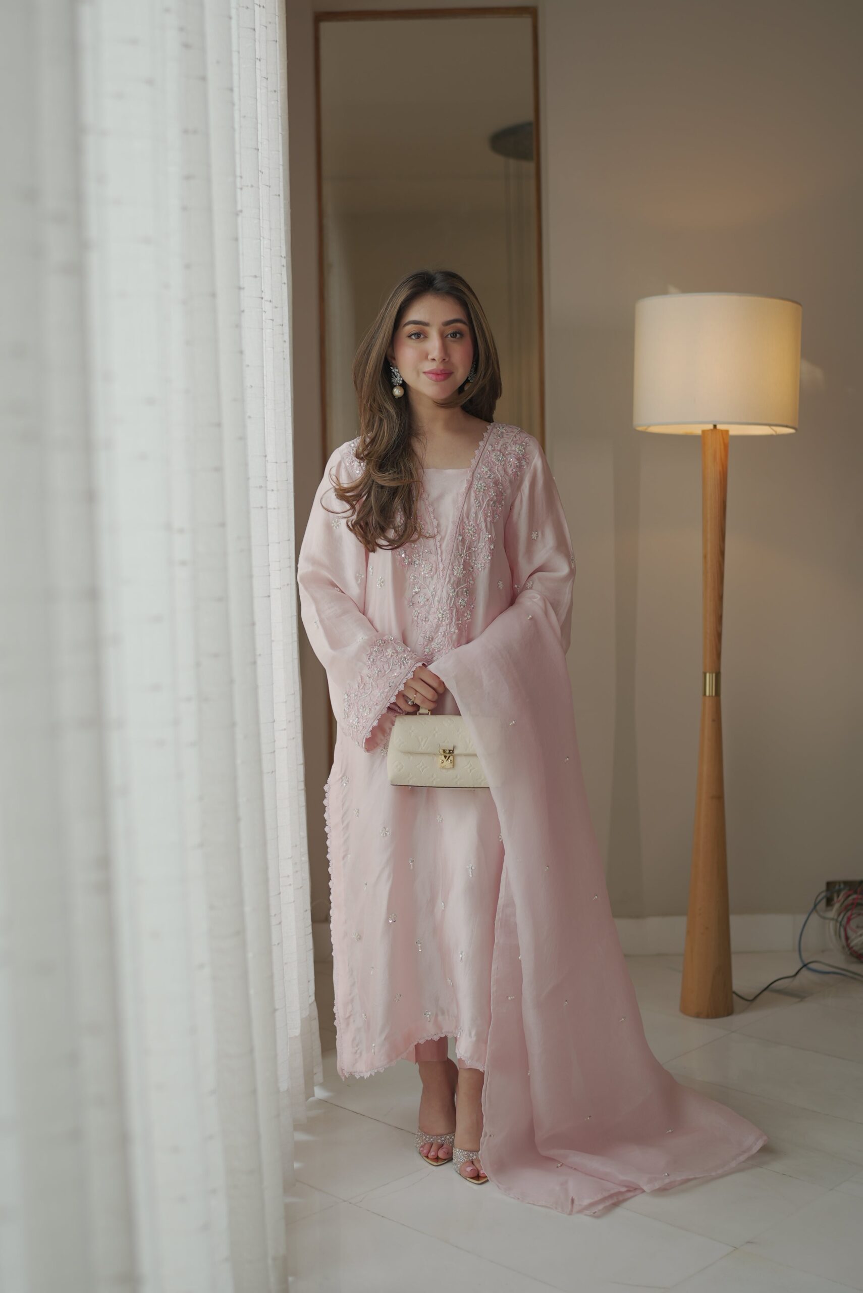 Baby Rose Embroidered Suit Set With Dupatta