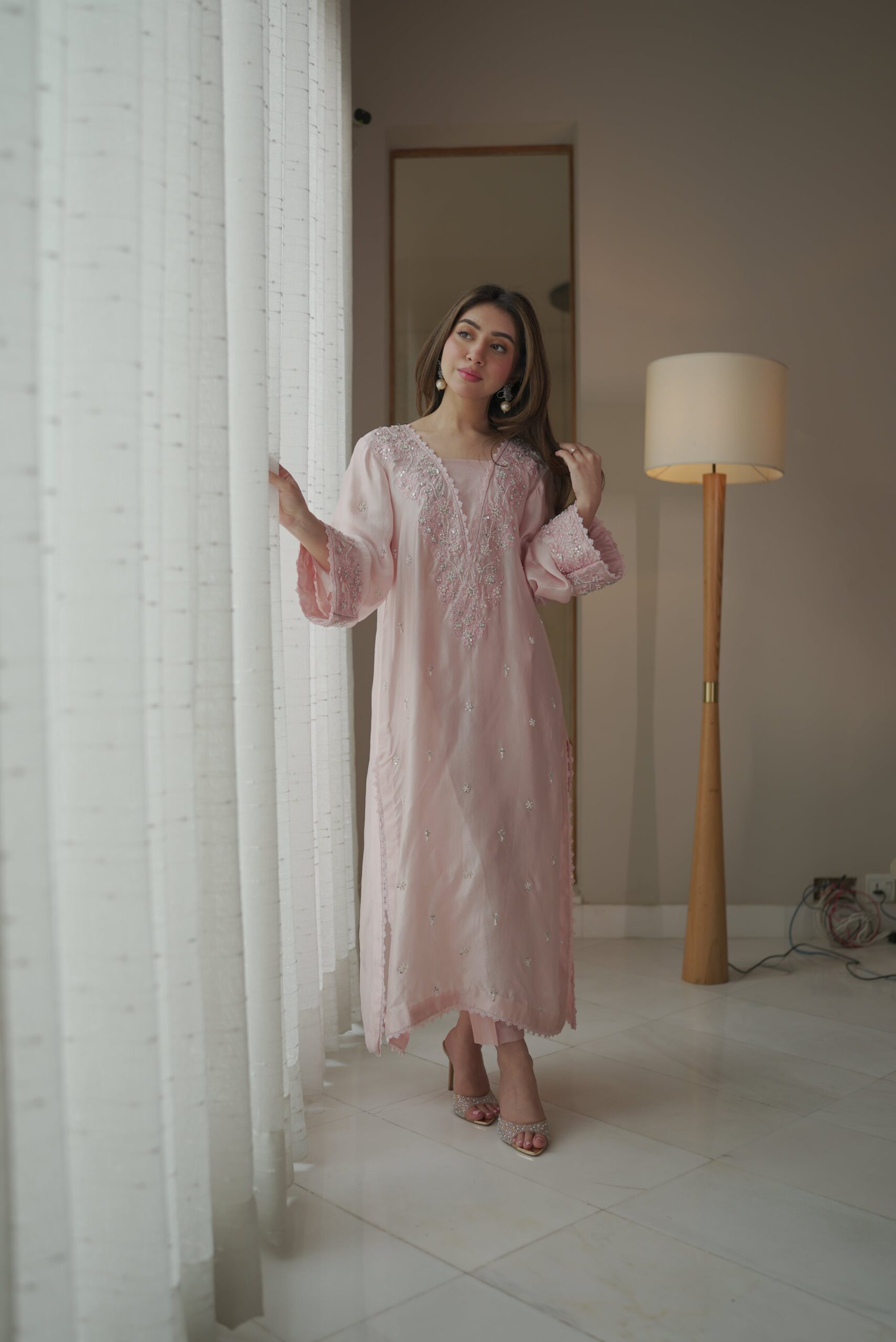 Baby Rose Embroidered Suit Set With Dupatta - Image 6