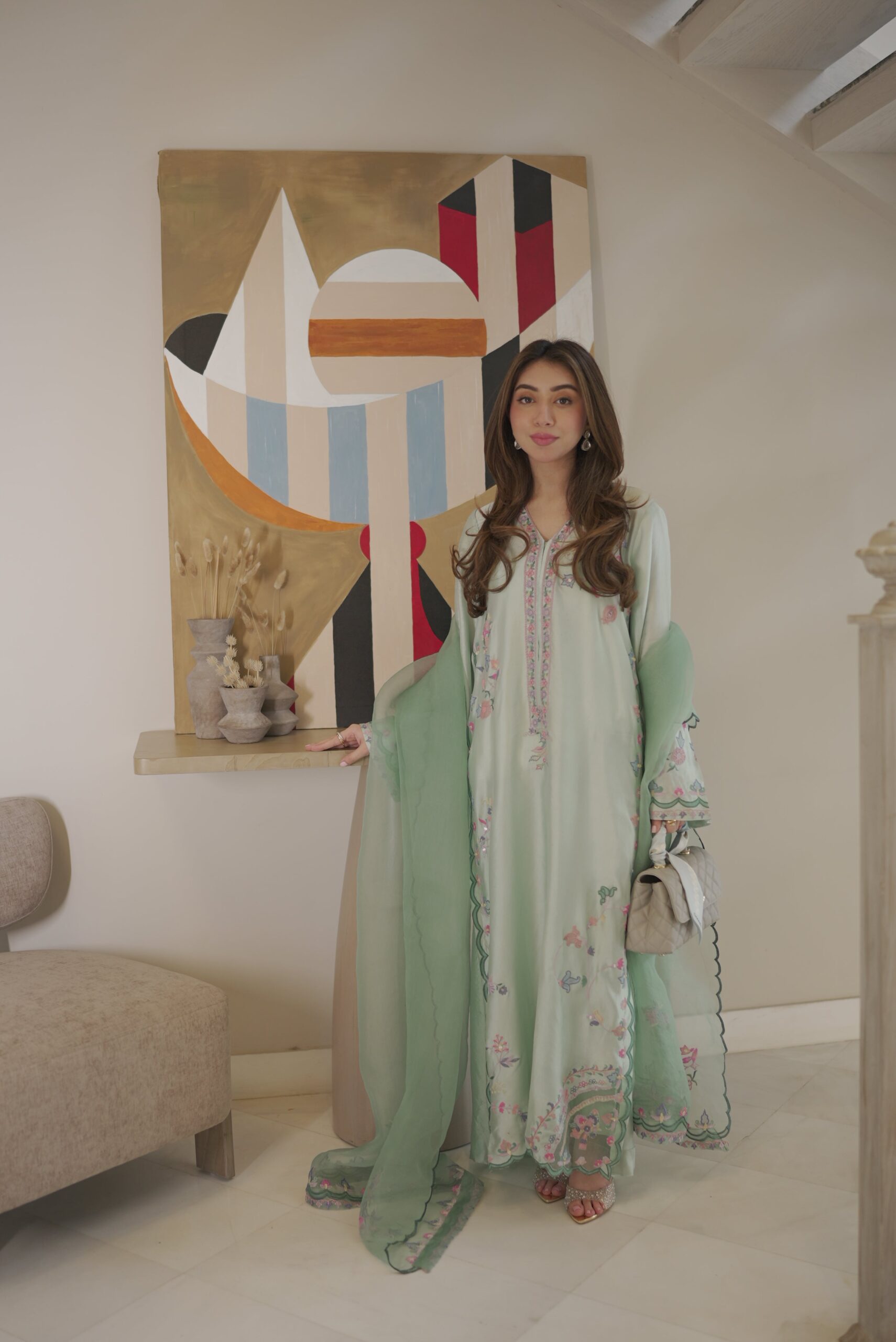 Cotton Candy Embroidered Suit Set With Dupatta