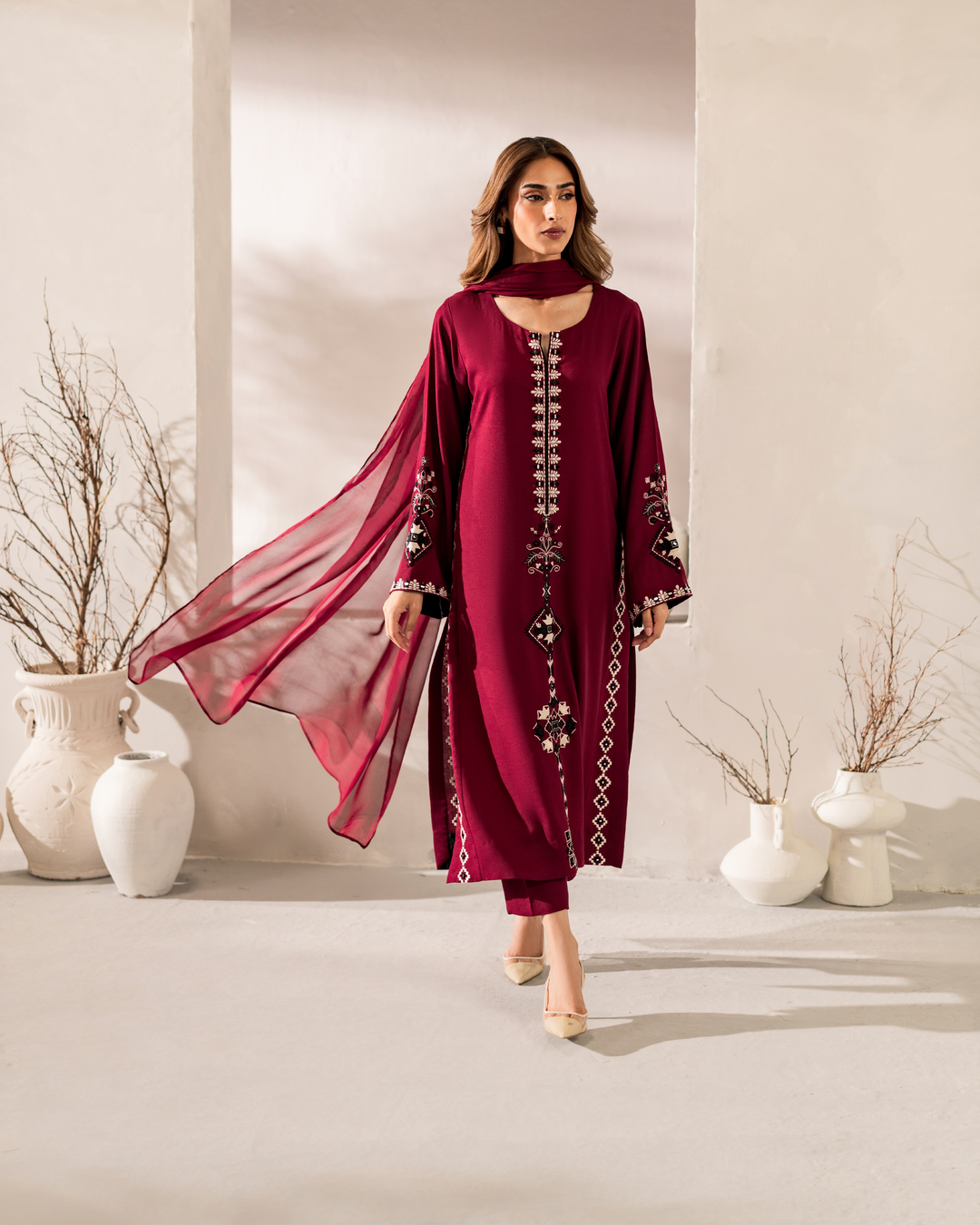 Rosina Embroidered Suit Set With Dupatta