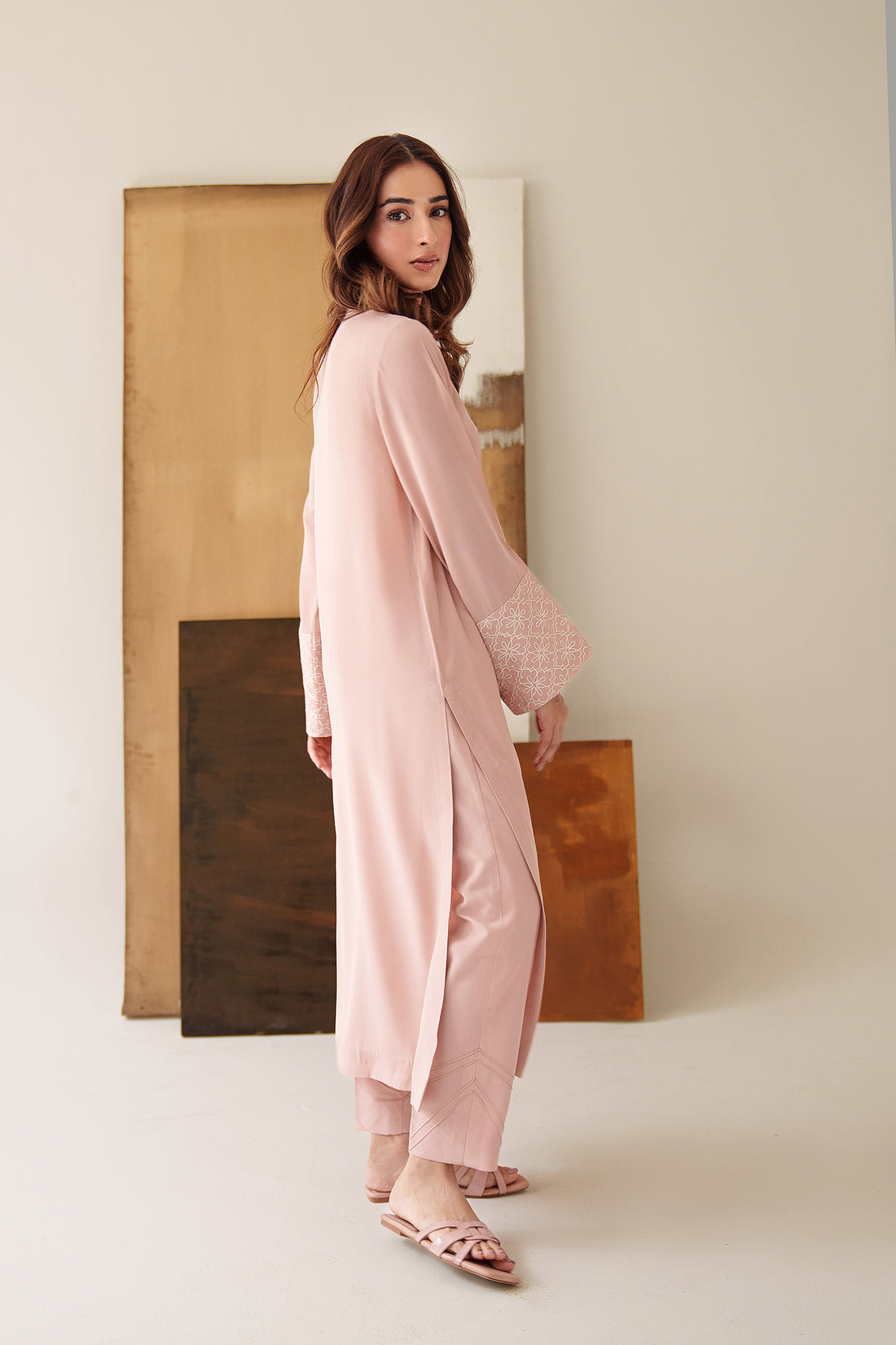 Blush Cotton Kurta With pant Set - Image 4