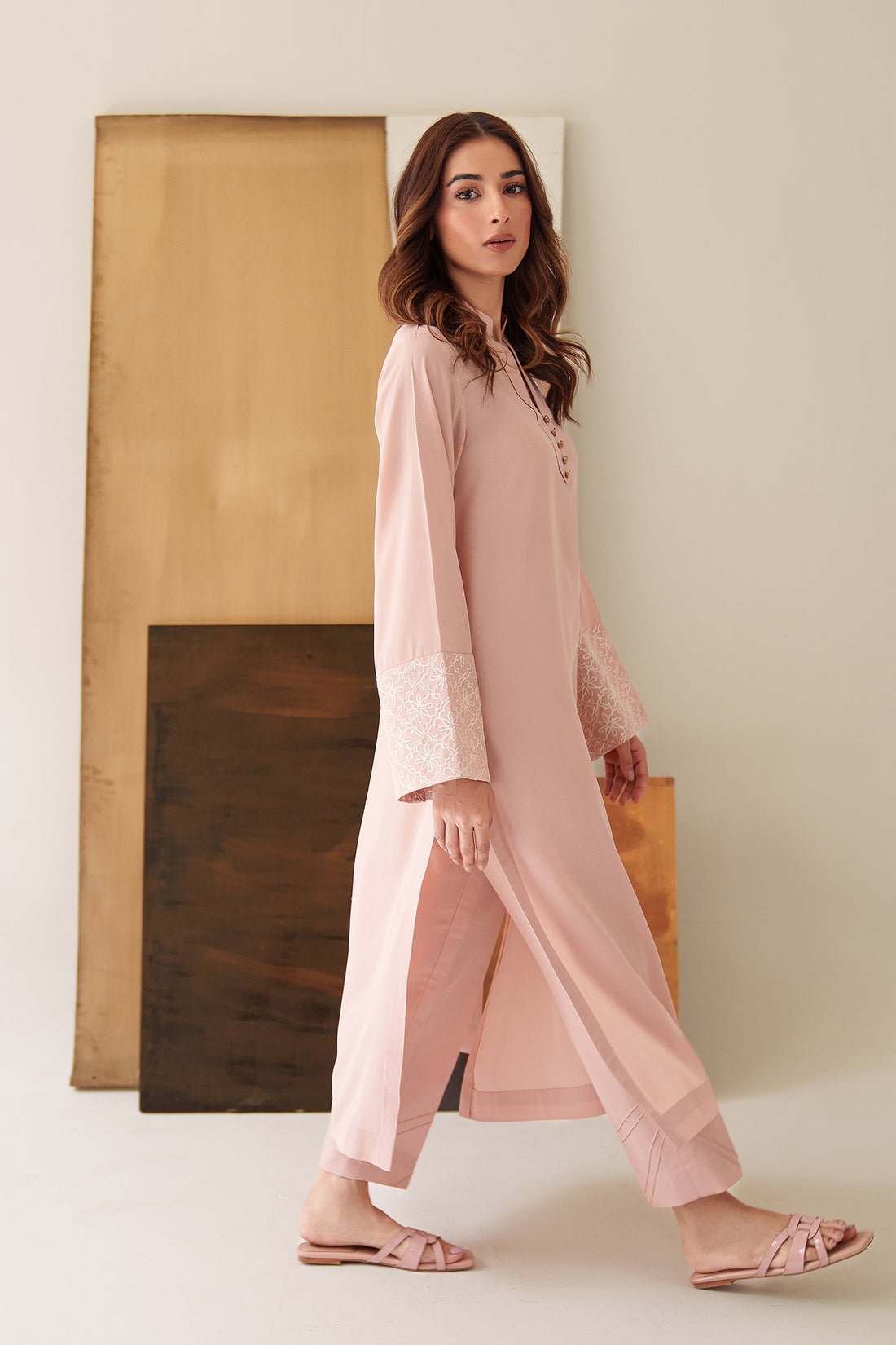 Blush Cotton Kurta With pant Set - Image 6