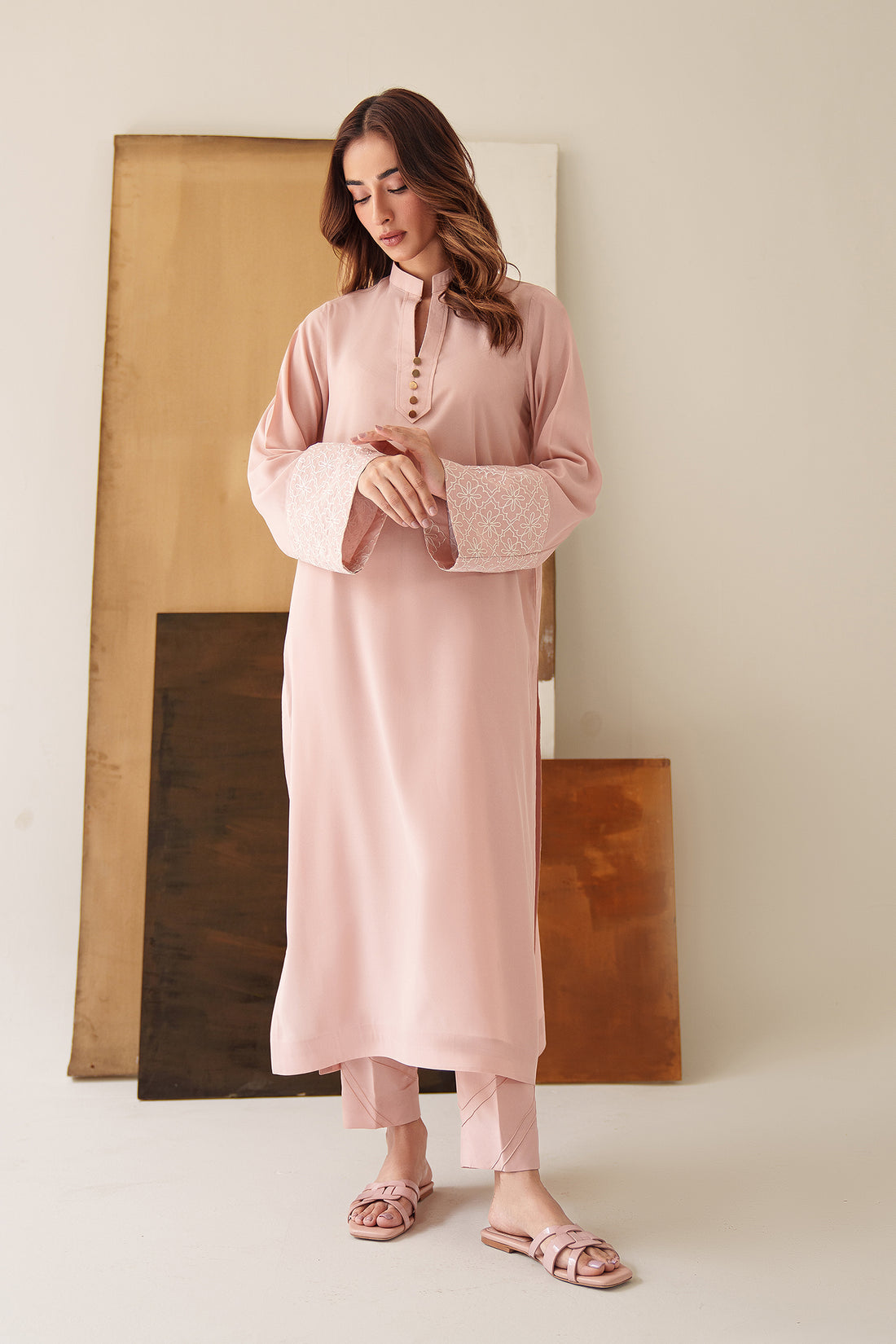 Blush Cotton Kurta With pant Set - Image 7