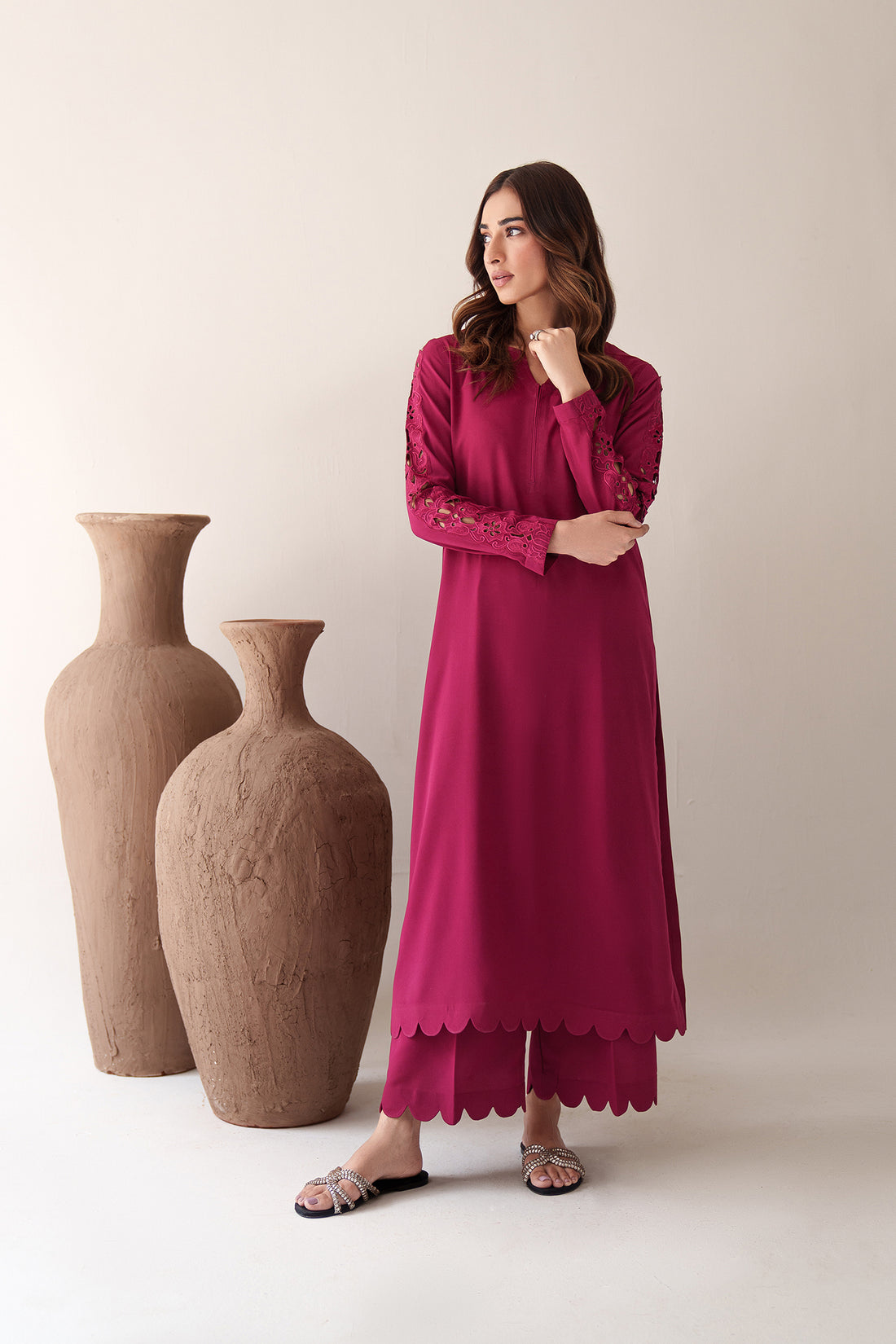 Scarlet Cotton Kurta With Pant set - Image 3