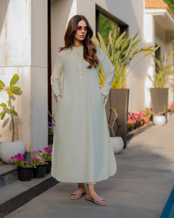 Mint Classic cotton Kurta With Pant set