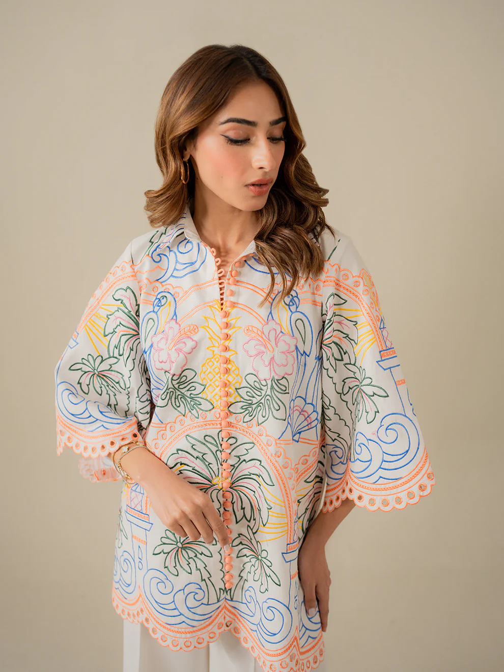 Drift Embroidered Cotton Co - ord Set - Image 3