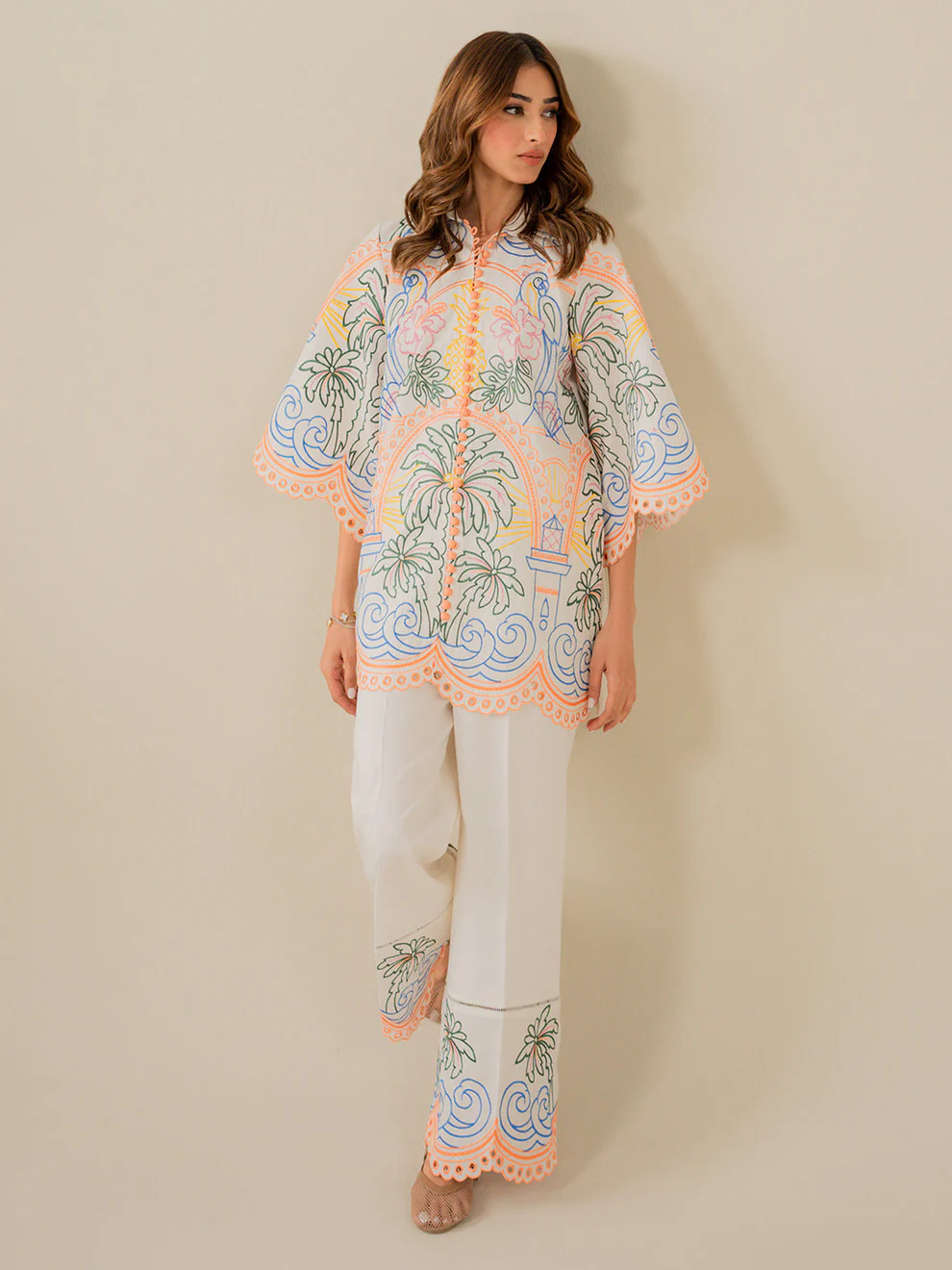 Drift Embroidered Cotton Co - ord Set - Image 4