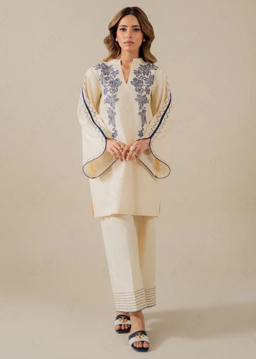 Ivory Embroidered Cotton Co - ord Set