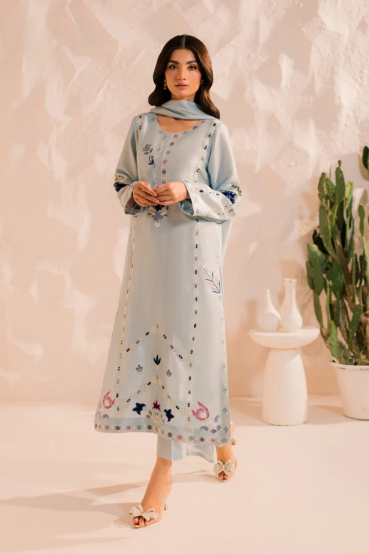 Elsa Embroidered Suit Set With Dupatta