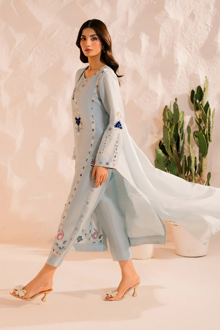 Elsa Embroidered Suit Set With Dupatta - Image 3