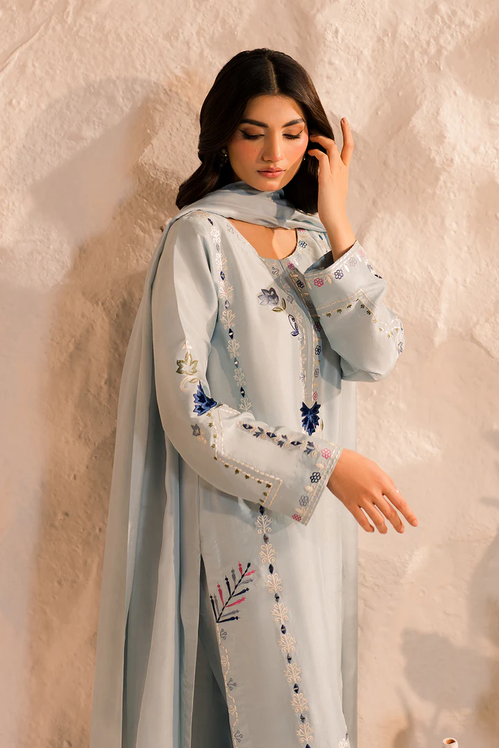 Elsa Embroidered Suit Set With Dupatta - Image 4