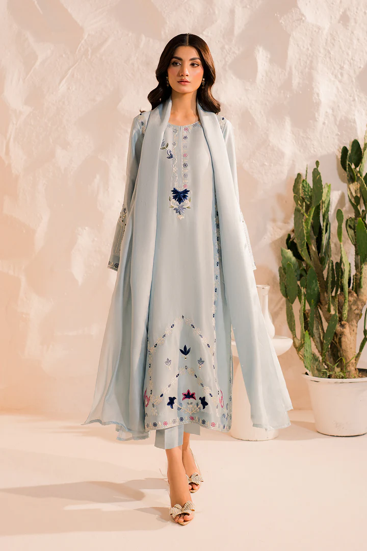 Elsa Embroidered Suit Set With Dupatta - Image 6