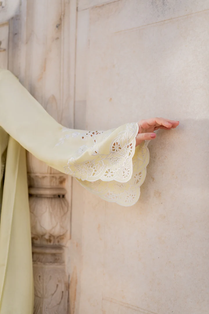 Syra Lemon Embroidered Suit Set With Dupatta - Image 5