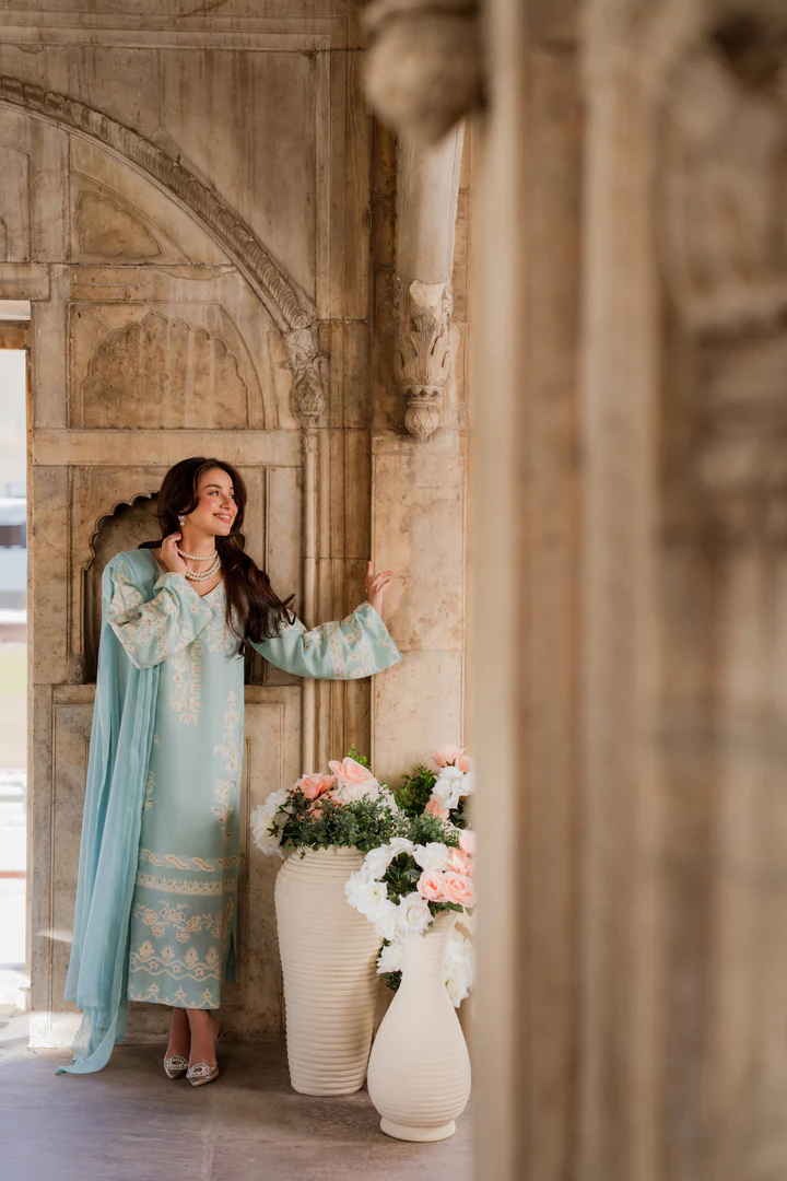 Aleeha Embroidered Suit Set With Dupatta - Image 5