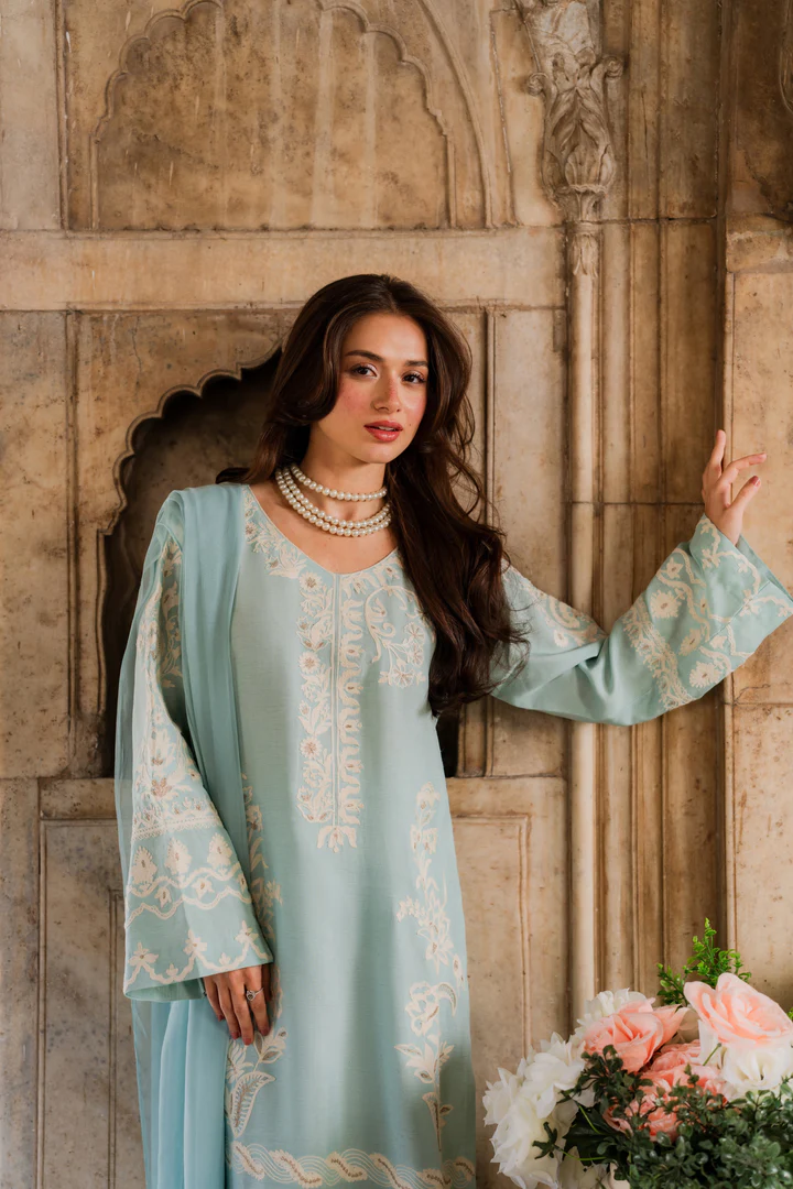 Aleeha Embroidered Suit Set With Dupatta - Image 6