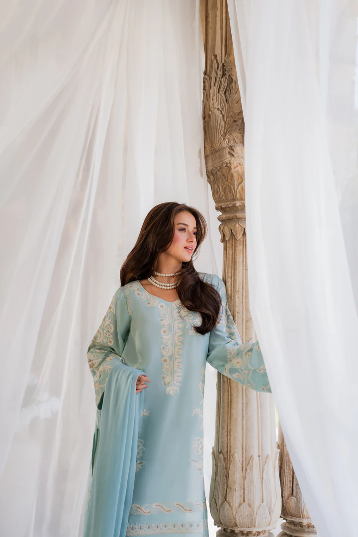 Aleeha Embroidered Suit Set With Dupatta - Image 8