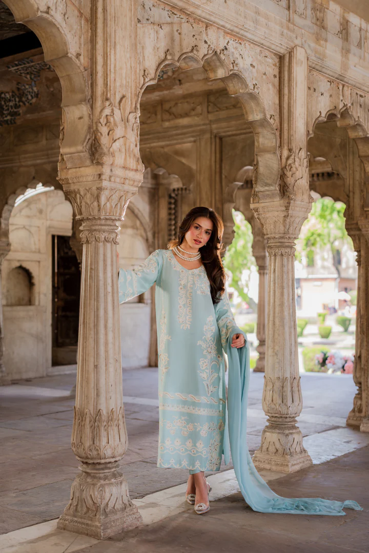 Aleeha Embroidered Suit Set With Dupatta - Image 11