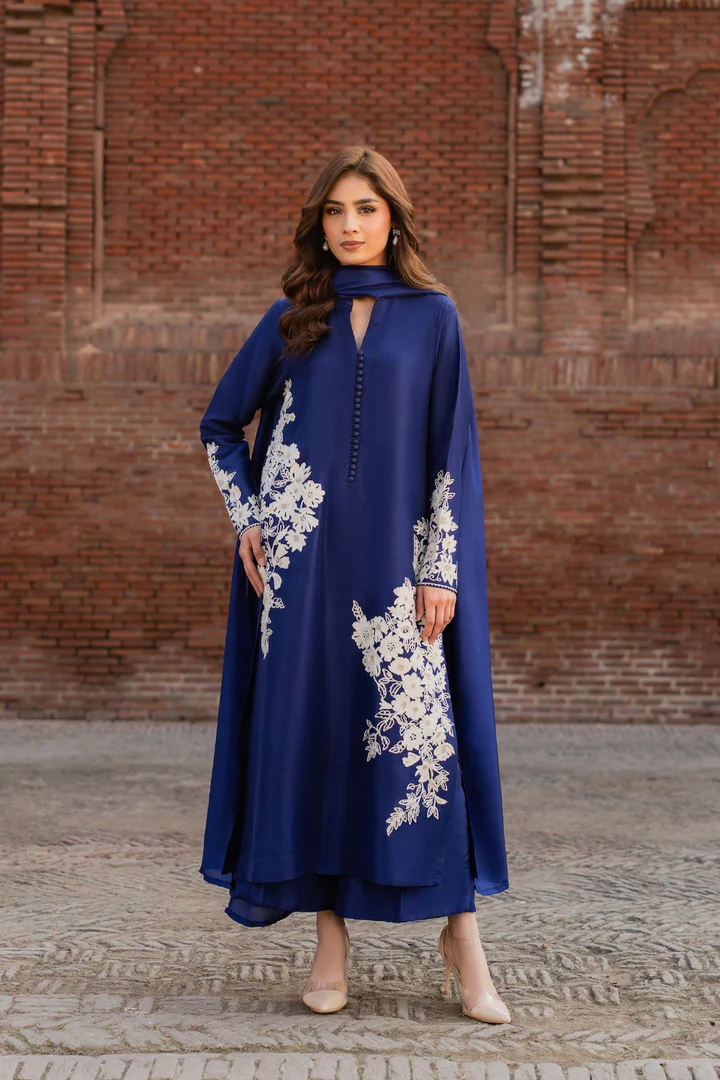 Maya Blue Embroidered Suit Set with Dupatta