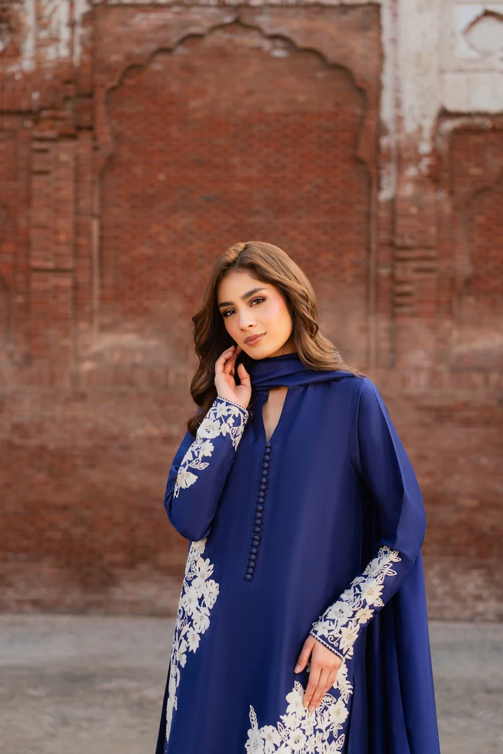 Maya Blue Embroidered Suit Set with Dupatta - Image 11