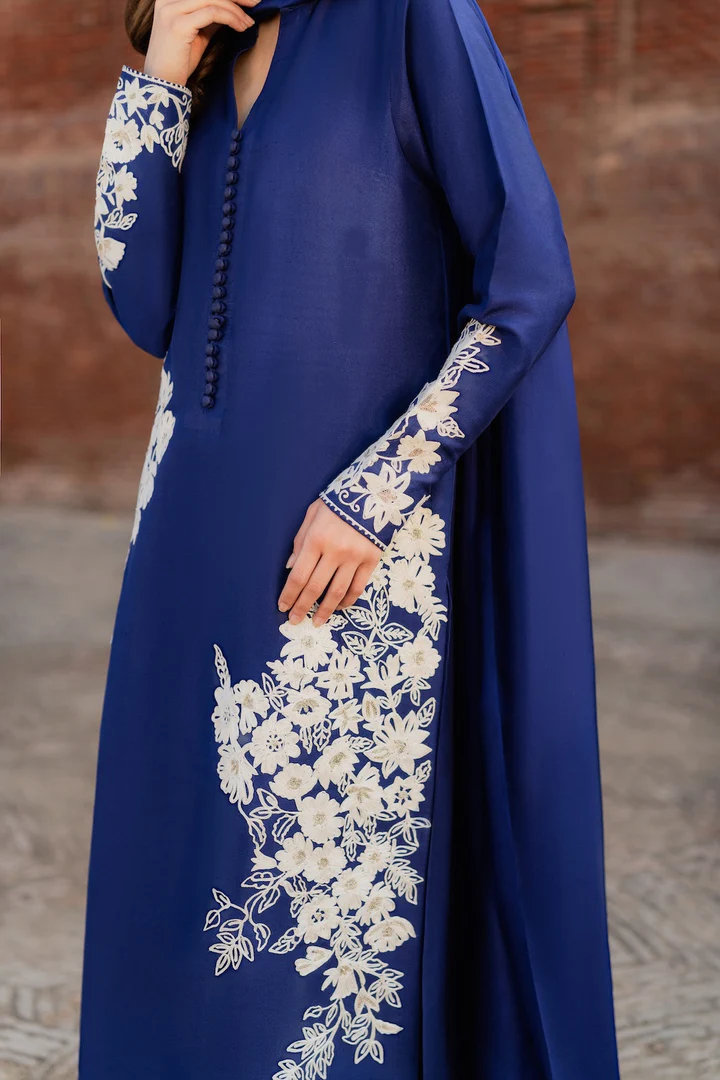 Maya Blue Embroidered Suit Set with Dupatta - Image 10