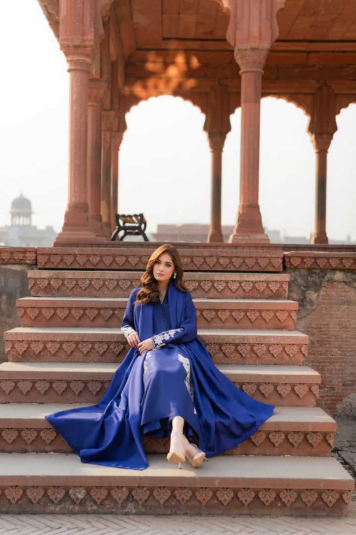 Maya Blue Embroidered Suit Set with Dupatta - Image 5