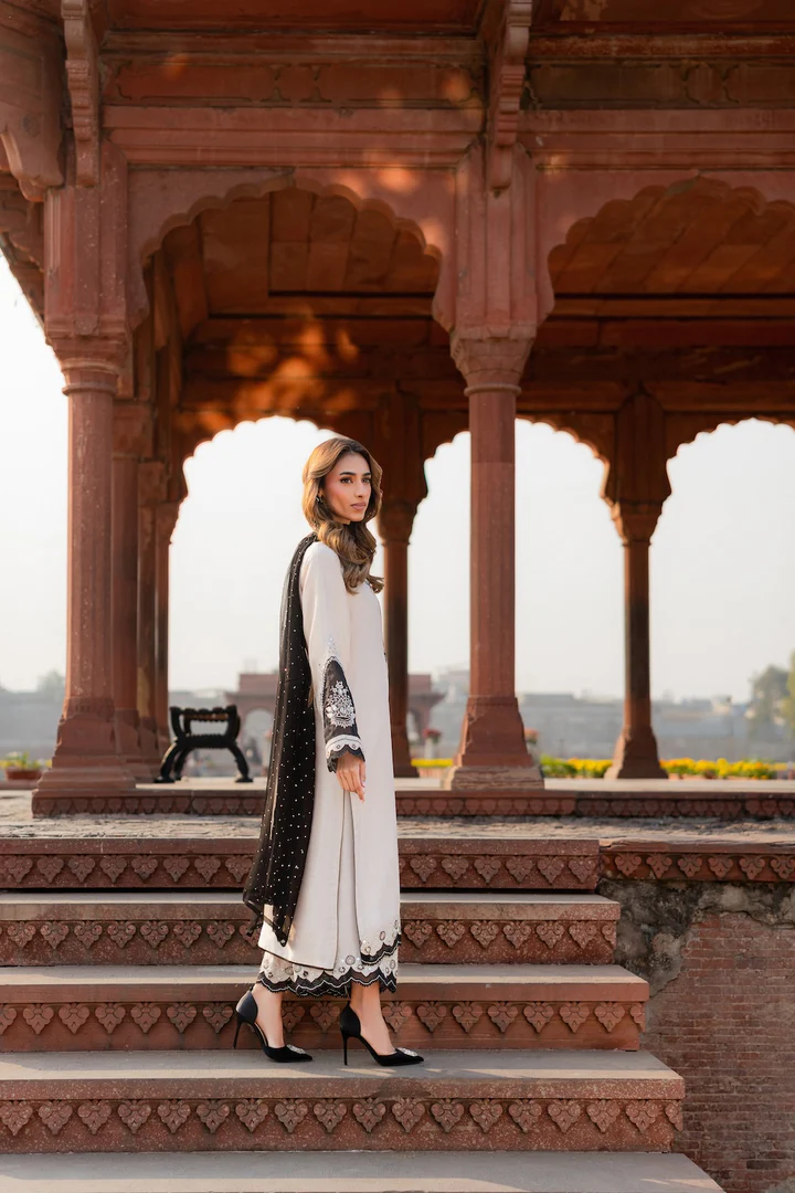 Naba Embroidered Suit Set With Dupatta - Image 9