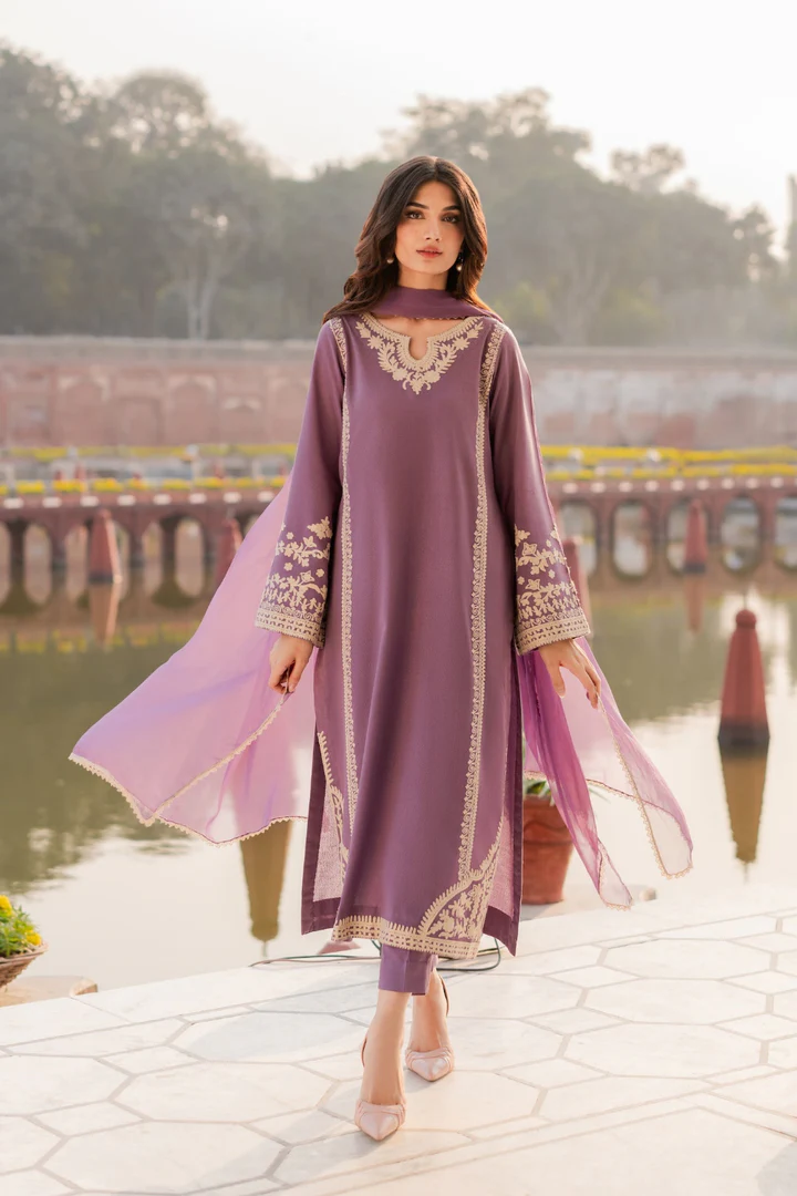 Liana Embroidered Suit Set With dupatta