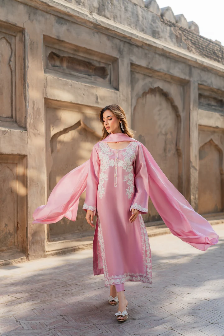 Mirha Embroidered Suit set with Dupatta - Image 13