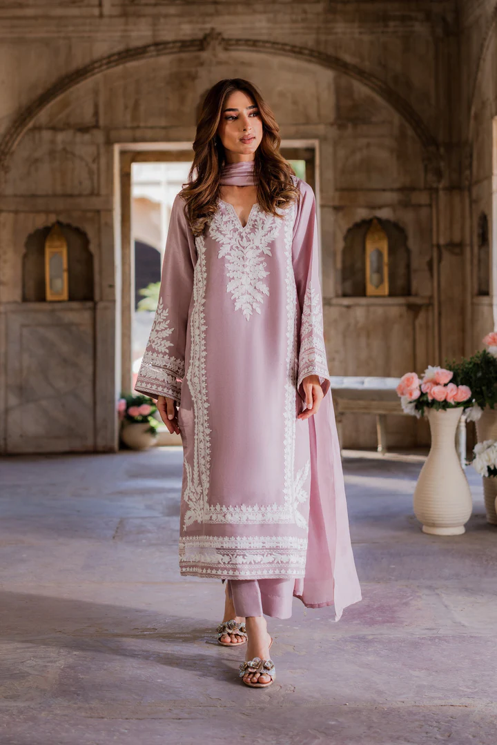 Naira Lilac Embroidered Suit Set With Dupatta