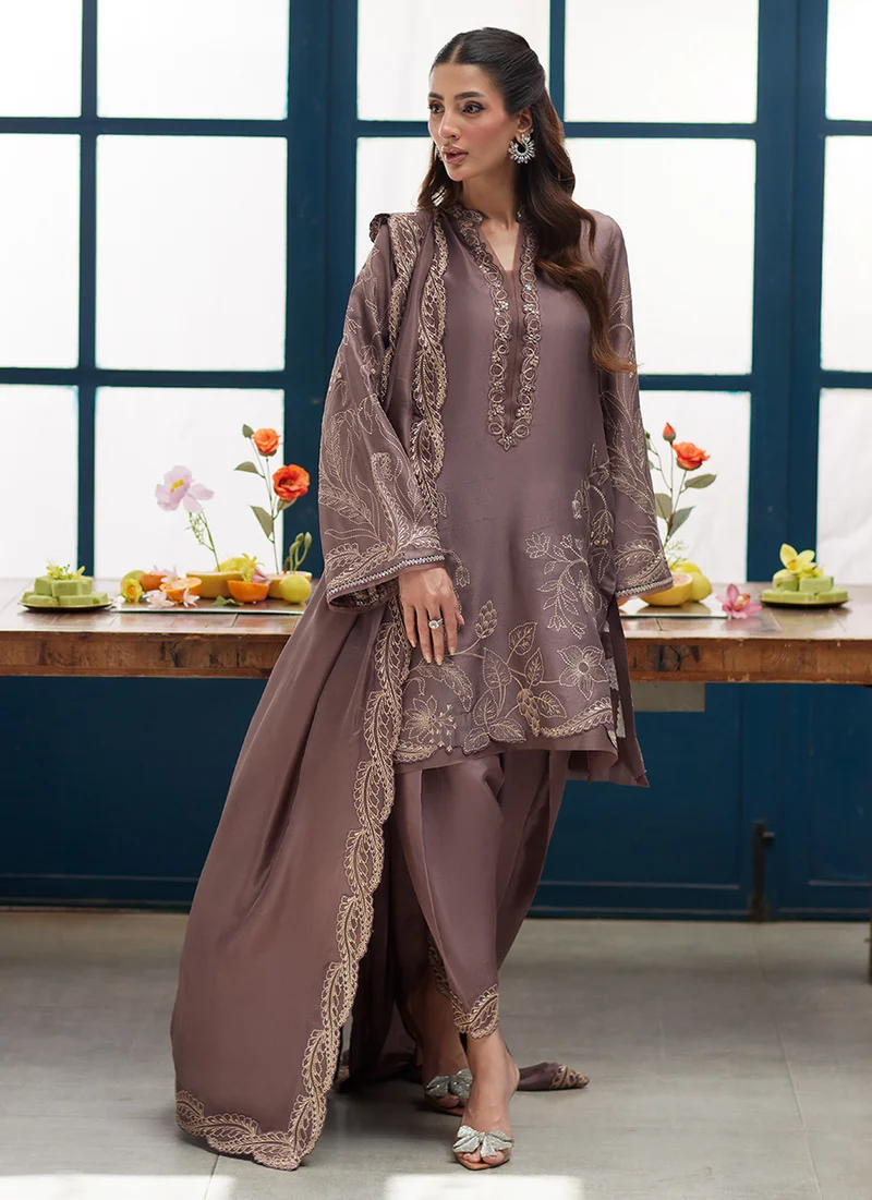 Greta Embroidered Suit Set With Dupatta - Image 3