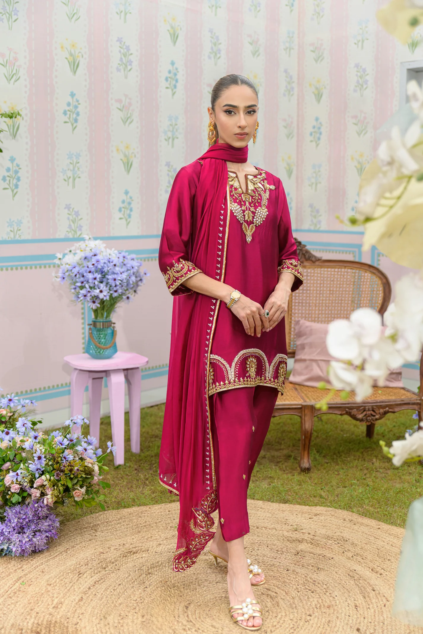 Tomatino Hand Embroidered Suit Set With Dupatta - Image 4