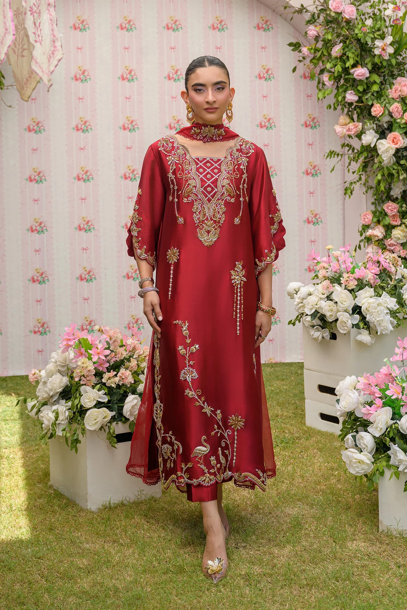 Chilli Pepper Hand Embroidered Suit set With Dupatta