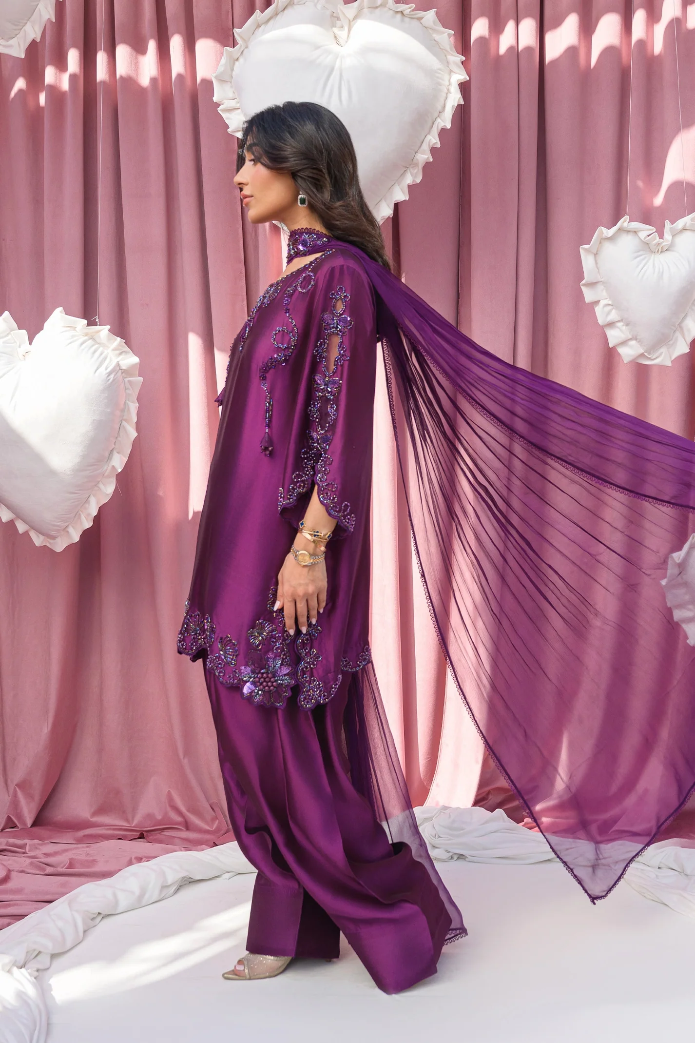 Cadbury Hand Embroidered Suit Set With Dupatta - Image 3