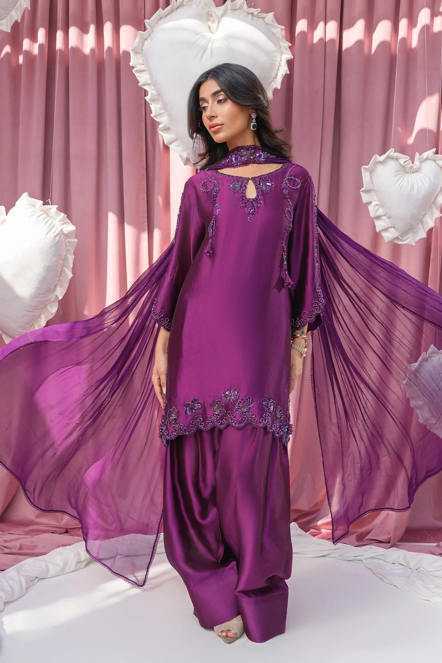 Cadbury Hand Embroidered Suit Set With Dupatta - Image 7