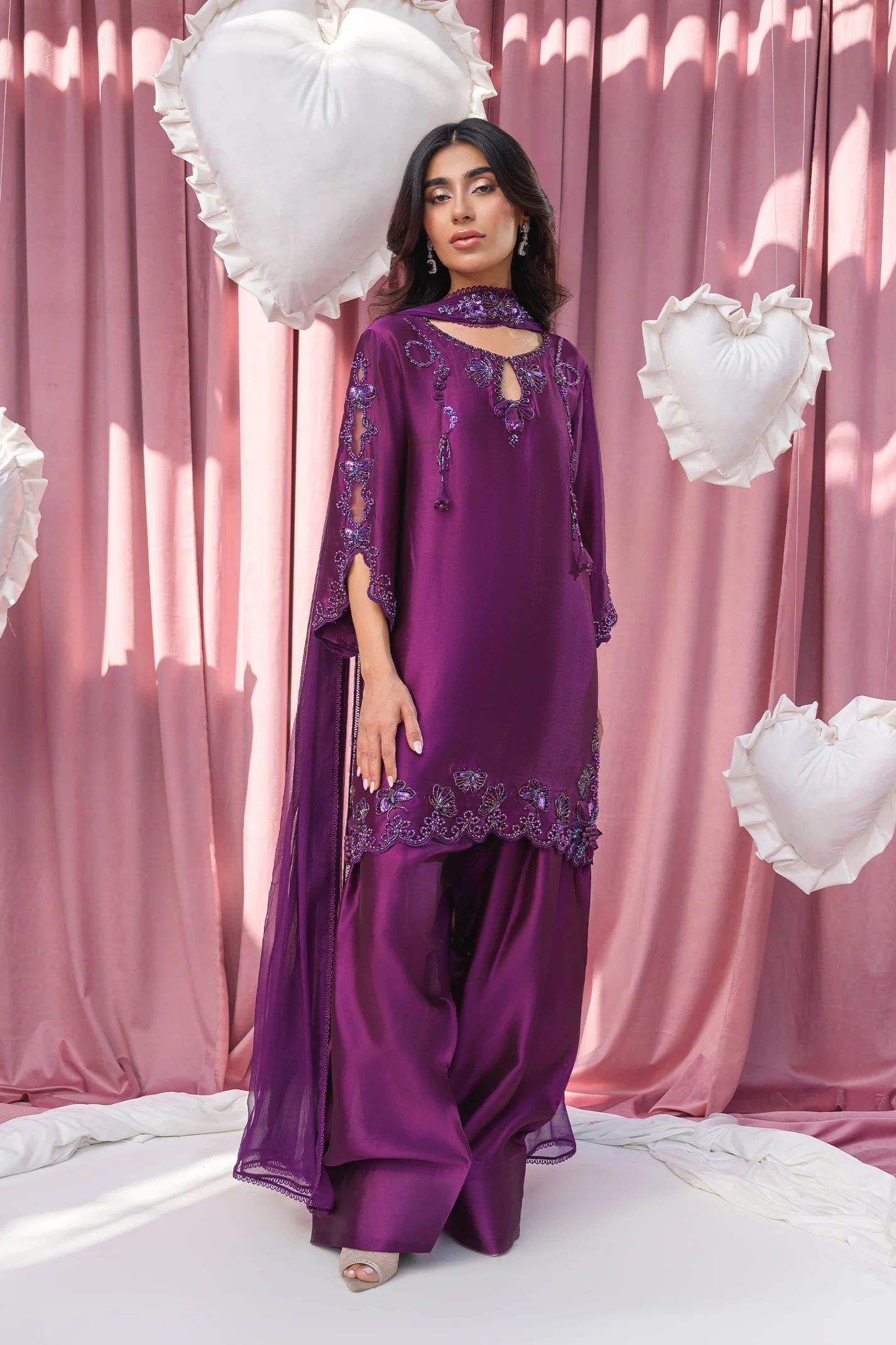 Cadbury Hand Embroidered Suit Set With Dupatta - Image 4
