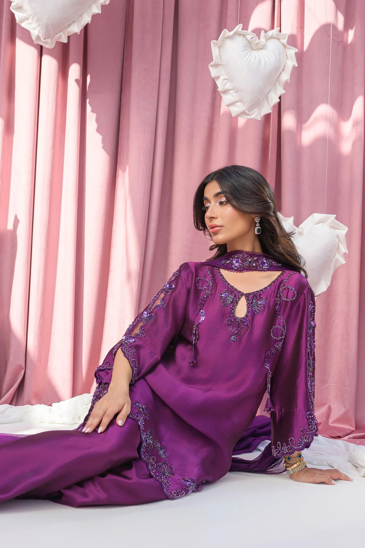 Cadbury Hand Embroidered Suit Set With Dupatta - Image 9