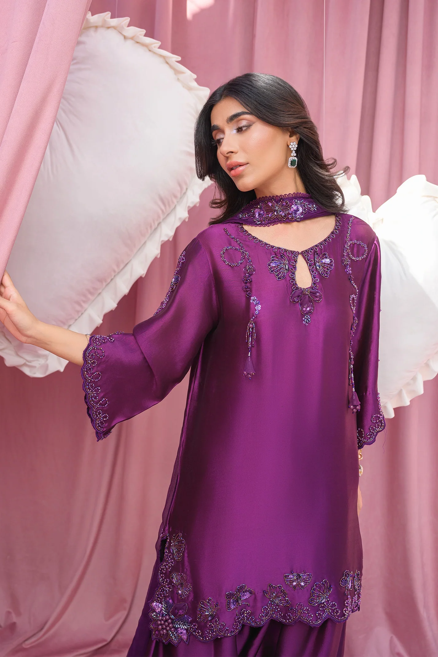 Cadbury Hand Embroidered Suit Set With Dupatta - Image 11