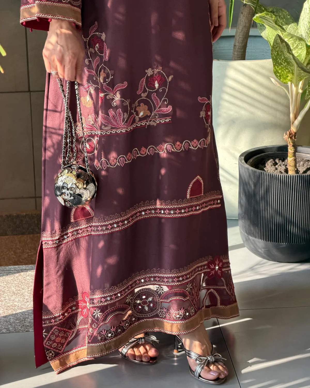 Hickory Kaftan Style Embroidered Set with Pant - Image 4